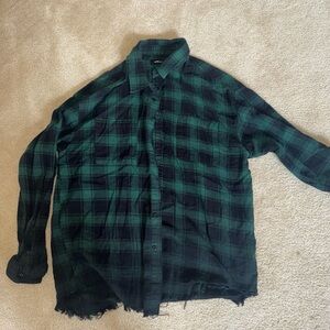 Fashion Nova Green and Black Plaid Shirt